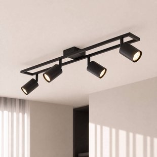 Lindby plafondspot Bravius, zwart, 4-lamps, ijzer