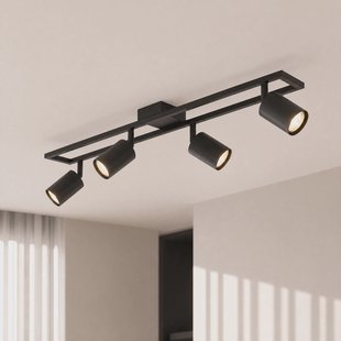 Bravius plafondspot, zwart, 4-lamps, ijzer - Lindby - Woonkamer - Metaal - Meerdere lampen