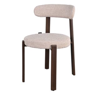 Giga Meubel Eetkamerstoel Lagan - Beige/Walnoot Stof - Set van 2
