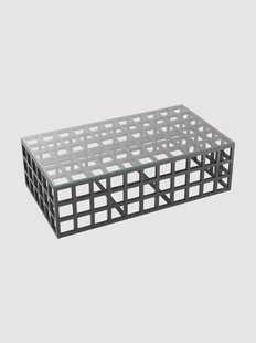 Salontafel Cubico van mindihout met glazen tafelblad