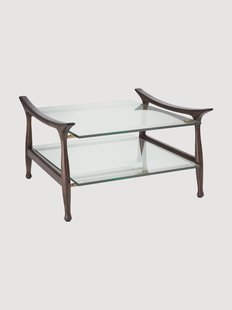 Salontafel Manzo van mindihout met glazen tafelbladen