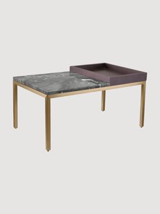 Salontafel Forma met marmeren blad en houten dienblad