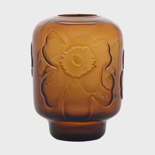 Marimekko Unikko glazen vaas Cognac, 18 cm