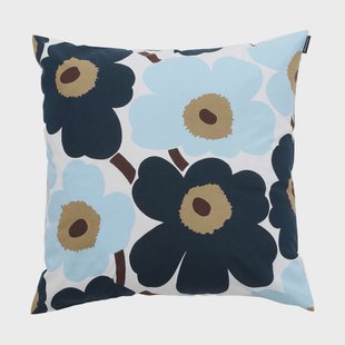 Marimekko Pieni Unikko kussenhoes 50x50 cm White-blueberry-cold blue-dark brown