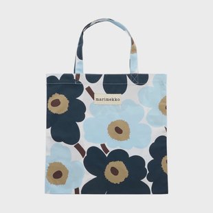 Marimekko Pieni Unikko tas 44x43 cm White-blueberry-cold blue-dark brown