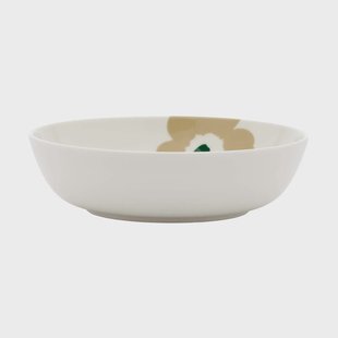 Marimekko Unikko diepe bord Beige-wit-licht zand-donkergroen
