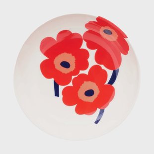Marimekko Unikko diepe bord White-red-blue