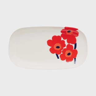 Marimekko Unikko serveerschaal 17x32 cm White-red-blue
