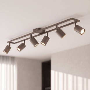 Lindby plafondspot Bravius, taupe, 6-lamps, ijzer