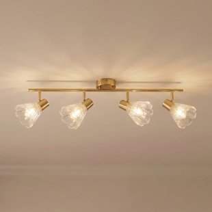 Lindby plafondspot Margaux, 4-lamps, messing/helder, glas