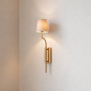 Opviq Wandlamp Lumora, wit/goud, hoogte 72 cm, textiel/metaal, E27