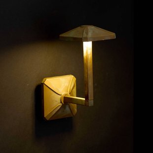 Moretti Luce LED buiten wandlamp Aura Frame, hoogte 24 cm, antiek messing