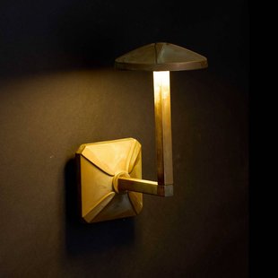Moretti Luce LED buiten wandlamp Aura Disk, hoogte 24 cm, antiek messing