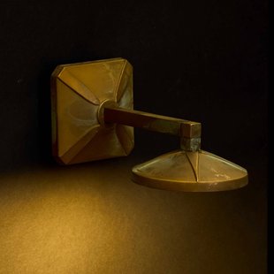 Moretti Luce LED wandlamp Aura Disk, uitval 23 cm, antiek messing, IP65