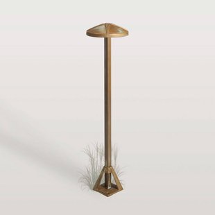 Moretti Luce LED sokkellamp Aura Disk, hoogte 50 cm, antiek messing