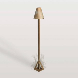 Moretti Luce LED sokkellamp Silva Disk, hoogte 50 cm, antiek messing