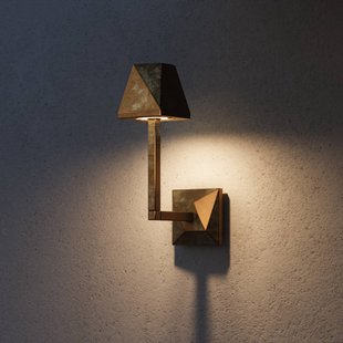 Moretti Luce LED buiten wandlamp Silva Edge, hoogte 30,5 cm, antiek messing