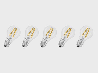 OSRAM Set van 5 LED-lampen Base Classic (CLA60, E27, 806lm, 2700 K, Transparant)