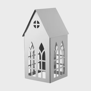 Lene Bjerre Sigrine house waxinelichthouder Zilverkleurig, 11,5x11xH23 cm