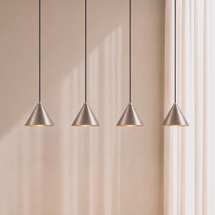 Rhodes LED hanglamp, 4-lamps, nikkel, lengte 82 cm - Lucande - Woonkamer - Modern - Metaal - Meerdere lampen