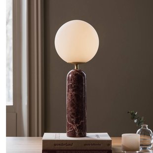 Torrano tafellamp rood, hoogte 53 cm, marmer - Globen Lighting - Woonkamer - Scandinavisch - Met lampenkap