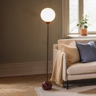 Globen Lighting vloerlamp Ripley, bordeauxrood glas 144 cm