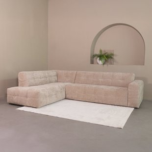 LABEL51 Hoekbank Lorenzo Links, 294cm, Elite stof - Clay