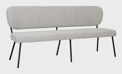 LABEL51 Eetkamerbank Singapore 220cm, Bouclé - Naturel/Zwart