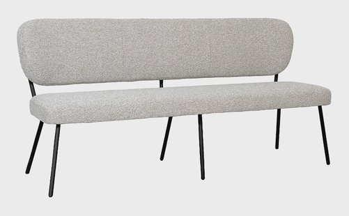 LABEL51 Eetkamerbank Singapore 190cm, Bouclé - Naturel/Zwart