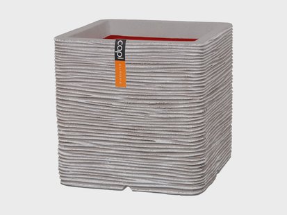 CAPI EUROPE Bloempot vierkant (30 x 30 x 30 cm, Ivoor)