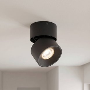PRIOS spot Rotari basic, 1-lamp, zwart, Ø 9 cm, GU10