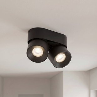 PRIOS spot Rotari basic, 2-lamps, zwart, 18 cm, GU10