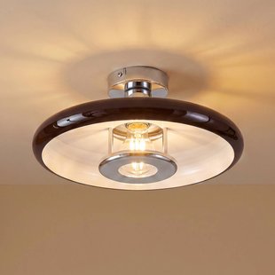 Branford plafondlamp, bruin, Ø 35 cm, metaal, retro - Lindby - Woonkamer - Vintage / Retro - 1 lamp