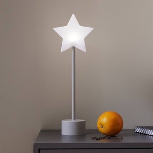 STAR TRADING LED tafellamp op accu Blizz, grijs, 40 cm, stervormig, dimbaar