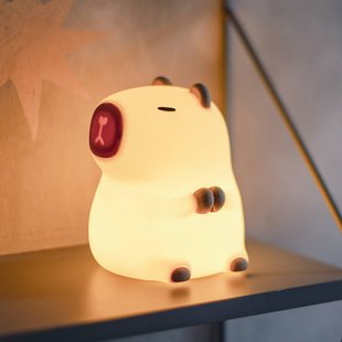 STAR TRADING LED nachtlampje op oplaadbare batterij Capybara, wit/bruin, 11 cm, RGB,