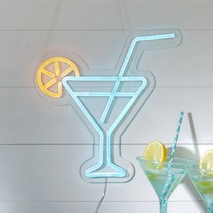 STAR TRADING LED wandlamp Plexy, oranje/blauw, cocktailglas, stekker