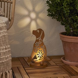 STAR TRADING LED-solar-decoratieve lamp Oxidog, hoogte 33 cm, roestkleurig, IP44