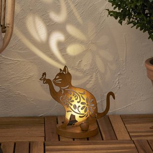 STAR TRADING LED-solar-decoratieve lamp Oxicat, hoogte 30 cm, roestkleurig, IP44