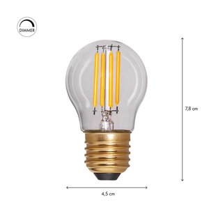 STAR TRADING LED lamp Soft Glow E27 G45, 250 lm, 3 W, 2100 K, helder, dimbaar.