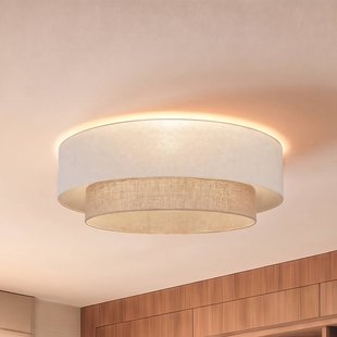 Boho-plafondlamp, beige/jute, Ø 80 cm, textiel, E27 - Duolla - Gang / Hal - Stof - Zonder afstand