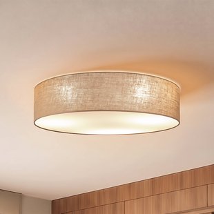 Boho-plafondlamp, jute/jute, Ø 80 cm, textiel, E27 - Duolla - Gang / Hal - Stof - Zonder afstand