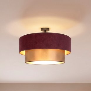 Dorina plafondlamp donkerrood/goud Ø60cm textiel, E27 - Duolla - Keuken - Jong wonen - Stof - 1 lamp
