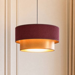 Duolla Hanglamp Dorina, donkerrood/goud, Ø 45 cm, textiel, E27