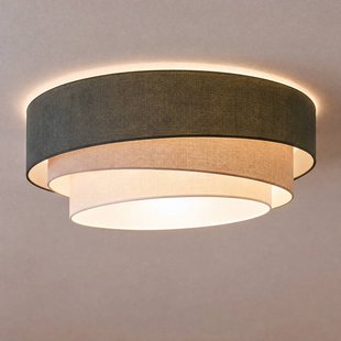 Trio plafondlamp, groen/beige, Ø 60 cm, textiel, E27 - Duolla - Keuken - Jong wonen - Stof - Meerdere lampen