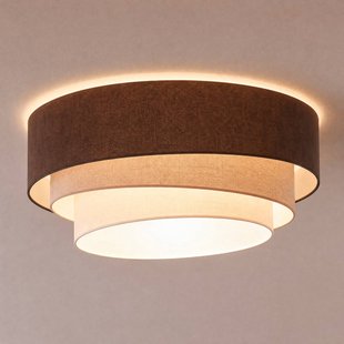 Trio plafondlamp, bruin/beige, Ø 60 cm, textiel, E27 - Duolla - Keuken - Jong wonen - Stof - Meerdere lampen