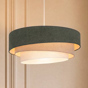Trio hanglamp, groen/beige, Ø 60 cm, textiel, E27 - Duolla - Woonkamer - Jong wonen - Stof - 1 lamp