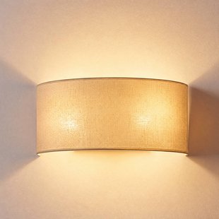 Duolla Wandlamp Nature, crème, breedte 40 cm, textiel, omhoog/omlaag