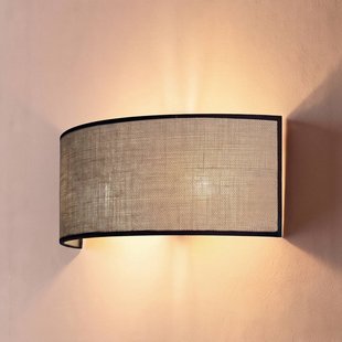 Duolla Wandlamp Nature, jute/zwart, breedte 40 cm, textiel, omhoog/omlaag