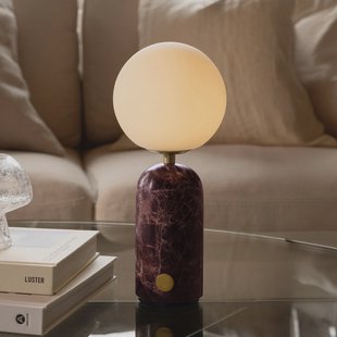 Torrano accu-tafellamp rood, hoogte 27 cm - Globen Lighting - Woonkamer - Scandinavisch - Marmer - Met lampenkap