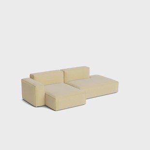 HAY Mags Soft Low Armrest bank 2,5-zits combinatie 3 Tartaglia Ocre white, linksgeplaatst, afneembare bekleding
